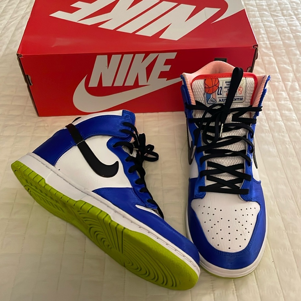 Nike Dunk High | white black racer blue | Blue Satin | Women's Size 8.5 /Men’s 7